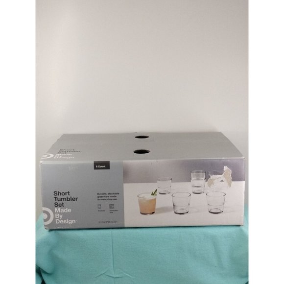 Short Tumbler Frost Clear Glasses Set Of 6 12oz 4"X31/2Made by Design - Picture 8 of 8